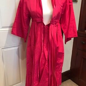 Nanette Lepore Hot Pink Satin Kimono Trench Coat Size S Brand New